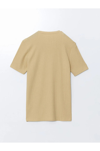 LC Waikiki Lcwaikiki Men's Classic Beige Crew Neck Short Sleeve Printed T-Shirt