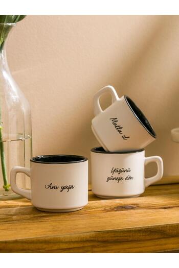 LC Waikiki Lcw Home Printed Ceramic Cup Set of 3 184 ml
