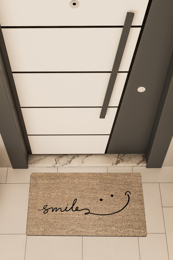 Dormot High Quality Digital Printing Brown, Smile Smile Theme Door Front Mat
