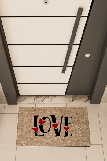 Dormot High Quality Digital Print Brown, Love3 Theme Door Front Mat