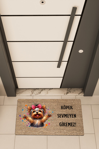 Dormot High Quality Digital Printing Brown, Colorful Dog Lover Can'T Enter Themed Door Mat