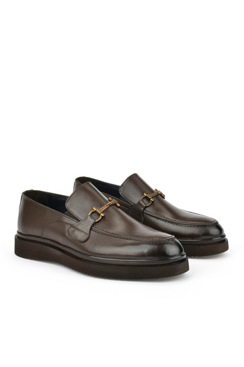Ziya Men's Genuine Leather Classic Shoes - 15148Z872 Brown