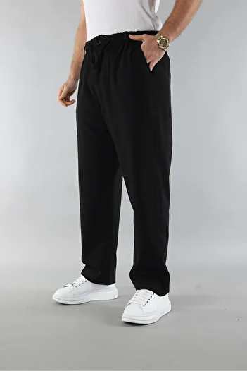 Artı1 New Season Elastic Waist and Lace-Up Quality Relaxed Fit Classic Wide Leg Baggy Pants