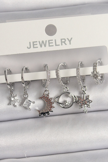BESKAR Brass Silver Color Zircon Stone Traveler Model Women's Earring Set