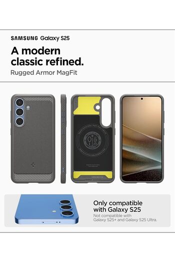 Spigen Rugged Armor MagFit for Galaxy S25 case [MagSafe compatible] - Marble Gray