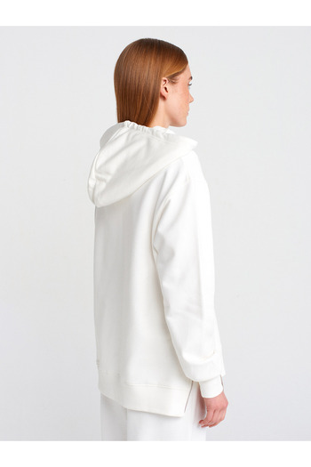 Dilvin 40401 Ecru Sweatshirt - Side Zip