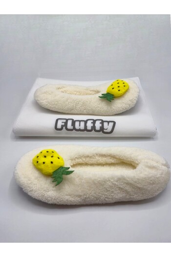 fluffy Γυναικείες παντόφλες μποτάκια - Πομπόν, πτυσσόμενες και φορητές, αντιολισθητική σόλα χωρίς ήχο