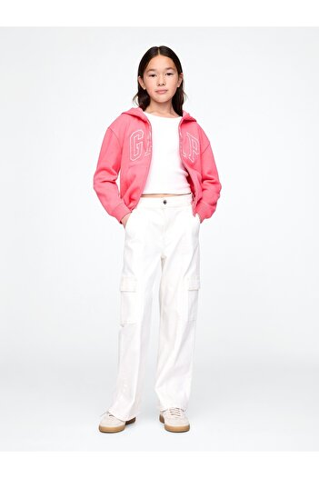 GAP Girl's Pink Relaxed Gap Logo Zippered Sweatshirt