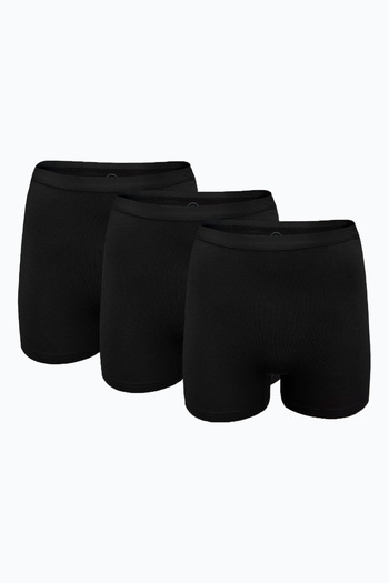 Malabadi Women's 3-Piece Black Non-Marking Modal High Waist Boxers 3m108