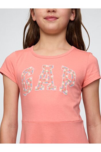 GAP Kız Çocuk Pembe Gap Logo Jersey Elbise