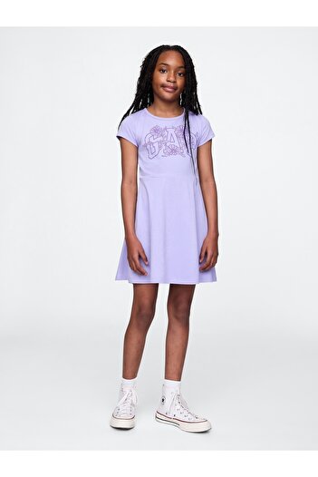 GAP Kız Çocuk Mor Gap Logo Jersey Elbise