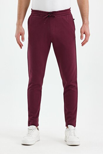Cavla Collection /9535-Male Straight Leg Jogger Pants - Mauve Wine