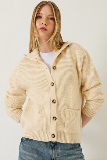 Bianco Lucci Women's Thessaloniki Knitted Pocket Knitwear Cardigan 20246941