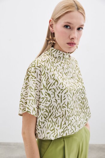 Sateen Μπλούζα με μοτίβο με νυχτερίδα - Oil Green