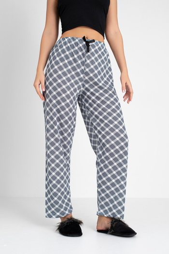 DONEX Cotton Thin Breathable Fabric Ribbon Waist Detail Printed Women's Sleepwear Bottoms Without Pockets