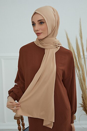Aisha's Design Απλό χτενισμένο βαμβακερό σάλι, CTS-5, καφέ γαλακτώδες