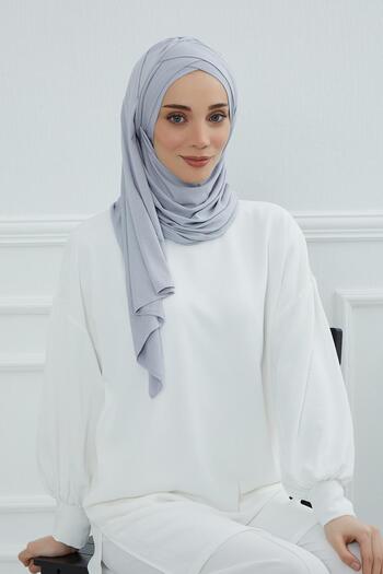 Aisha's Design Önden Çapraz Dikim Büzgülü Pratik Penye Şal,CPS-45,CPS-45,Gri 2