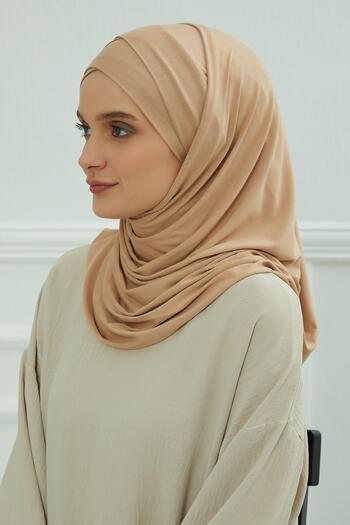 Aisha's Design Πρακτικό χτενισμένο σάλι με κορδόνια, CPS-31, καφέ γαλακτώδης