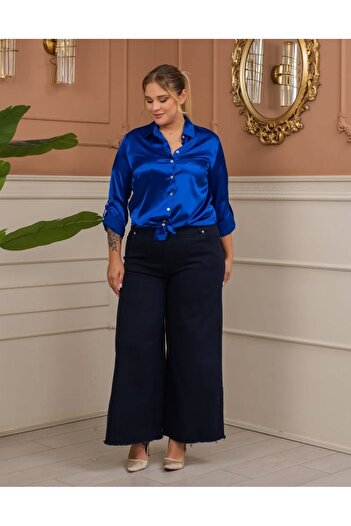 FUERTE XL kadın tesettür bol paça likralı kot pantolon
