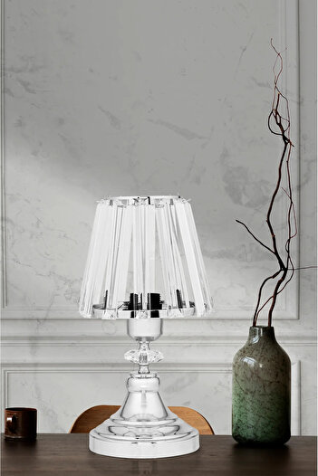Art&Gift Real Crystal Glass Headboard Chrome Metal Body Bedroom Lampshade Living Room Lamp