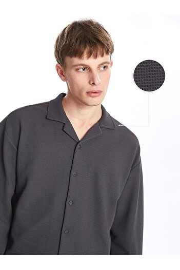 LC Waikiki Lcw Casual Антрацит Regular Fit Довгорукавна чоловіча сорочка з фактурною тканиною