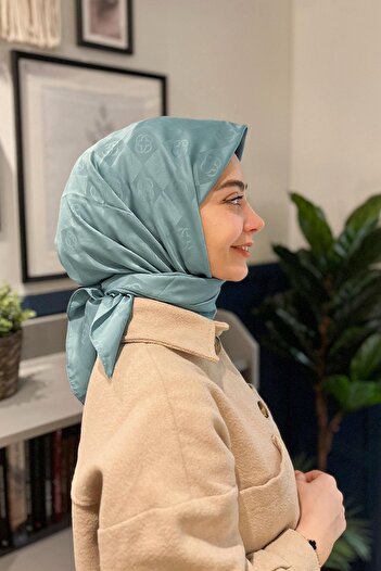 Aker Monogram Checkered Scarf - Water Green 953