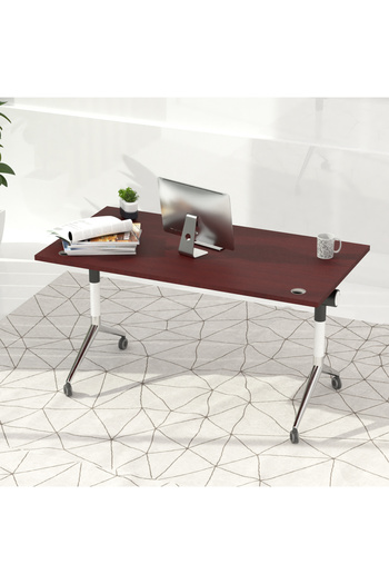 Mahmayi ZF-08A Multipurpose Foldable Training/Computer Table, Adjustable Standing Desk-White (Apple cherry)