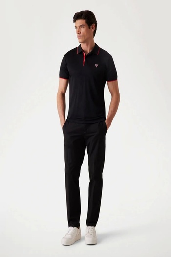 Guess New Tech Men's Black Slim Fit Polo T-Shirt M4Yp35Kcbm0-Jblk