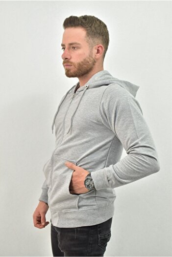 ZIDAN Men's Zippered Hoodie with Kangaroo Pocket – Made in Turkey