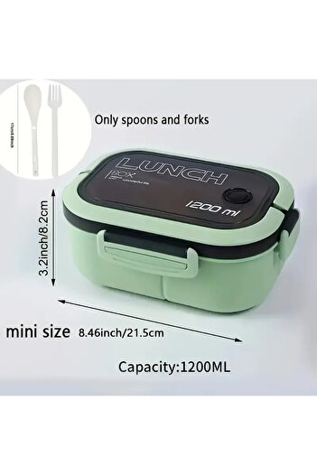 hediyeofisi 2-Tier Portable Diet Food Container - Lunch Box, Storage Container, Travel Box with Fork Spoon