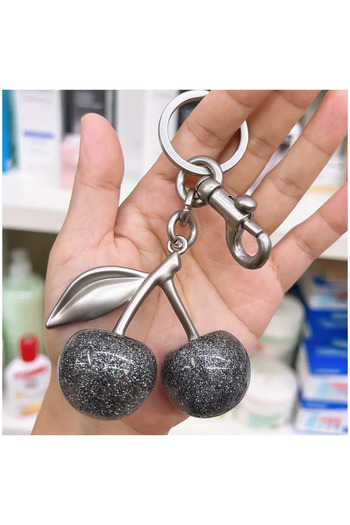 Siriderya Breloc Cireș Geantă Gri Ornament Charm Cireș Gri Argintiu