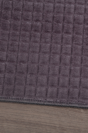 Teksev Square Plus Anthracite Color Cutting Runner Soft Surface Non-Slip Base Machine Washable Plush Carpet