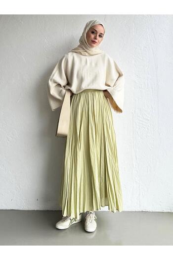 Moca Soft Green Voile Crush Skirt