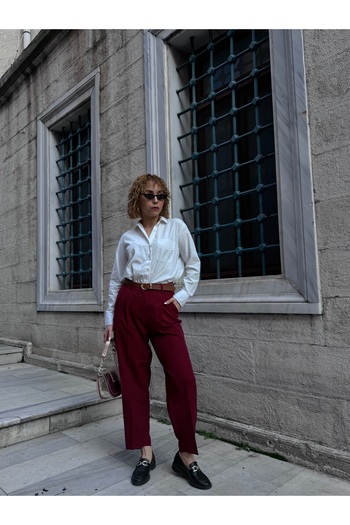 Bak'ap Belted Carrot Cut Fabric Trousers