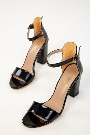 SOHO Black Patent Leather Women's Classic Heeled Shoes 14532