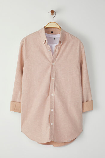 Trendyol Collection Light Rose Dried Fit Shirt Collar Long Sleeve Regular Woven Shirt Tmnss25Go00000