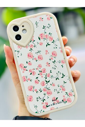 Go Aksesuar iPhone 11 Compatible Plating Mini Flower Design Flexible Silicone Case