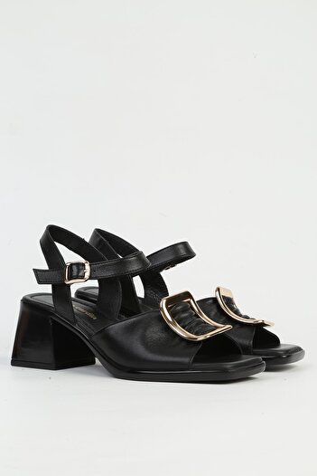 Pierre Cardin Genuine Leather Black Women's Heeled Shoes Pc-54634