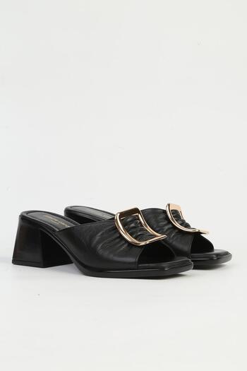 Pierre Cardin Дамски чехли от естествена кожа, черни PC-54629