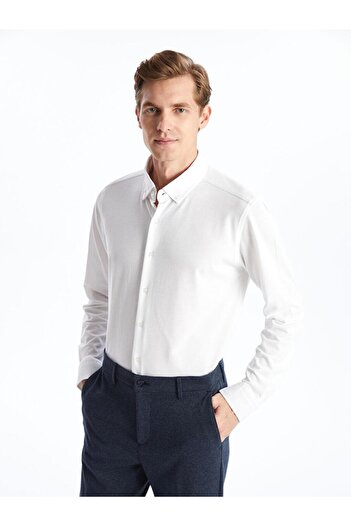 LC Waikiki Ανδρικό μακρυμάνικο πουκάμισο Oxford LCW Vision Slim Fit