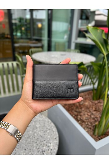 MFT Leather Design Hakiki Deri Erkek Çift Renk Cüzdan – Isim Yazılı, Kişiye Özel | Prag 5317 Flother Siyah