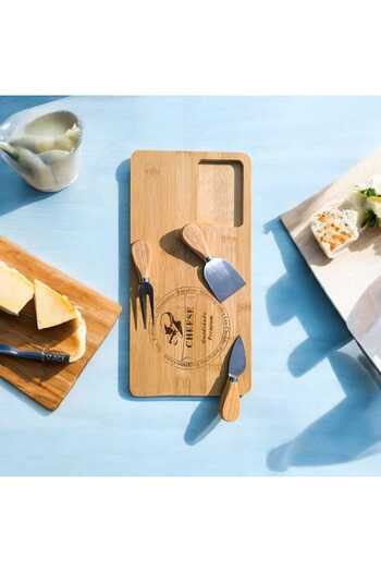Home Bamboo 4 Piece Cheese Presentation Board Set - Cheese Presentation Plate
