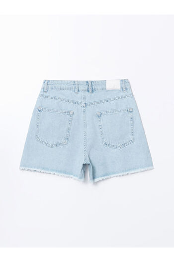 LC Waikiki Xside Blue High Waist Mom Fit Women's Jean Shorts