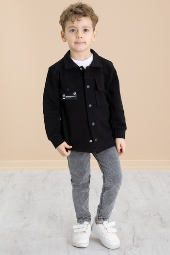 Cansın Mini Black Pocket Cover Shirt and Jean Pants Boy's 3-Piece Suit 20022