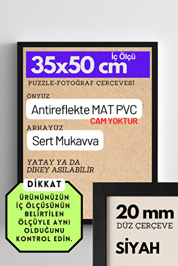 CreaWitch 20mm- 35X50 cm Transparent Matte Pvc Glassless Photo 500 Pieces Puzzle Document Frame Horizontal Vertical 20Pcs