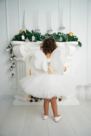 DUCA 5-8 Years Old Lux-4 Piece Butterfly Wing and Puffy Tutu Skirt Set