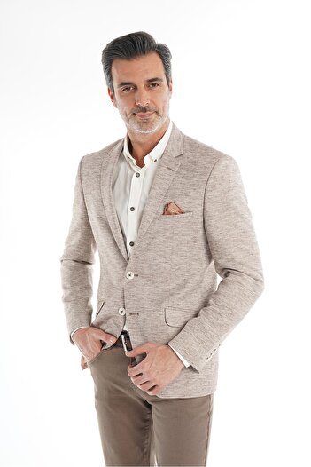 intersivin İntersivin Slim Fit Summer Linen Blazer Men's Single Jacket