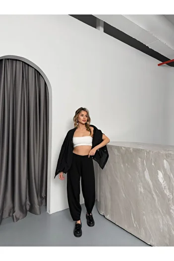 TunaBlogg Scuba Fabric Baggy Model Balloon Fabric Trousers