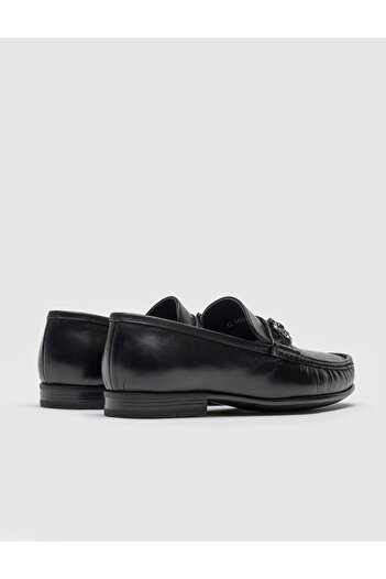 Cabani Genuine Leather Black Men's Shoes with Buckle Band