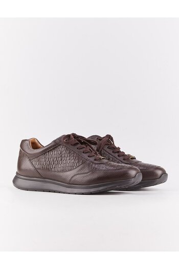 Cabani Genuine Leather Brown Lace-Up Men's Sports Shoes